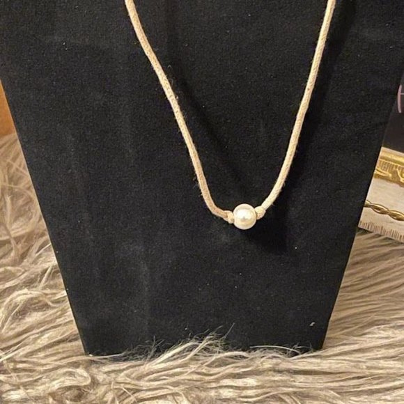 Fabric and Pearl Charm Necklace - Picture 2 of 4